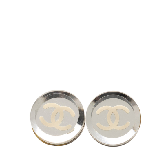 Pre-Loved Chanel Resin CC Round Push Back Earrings